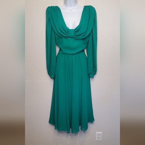 Coco Of California 70s Vintage Green Midi Dress Size 10 - Picture 1 of 9